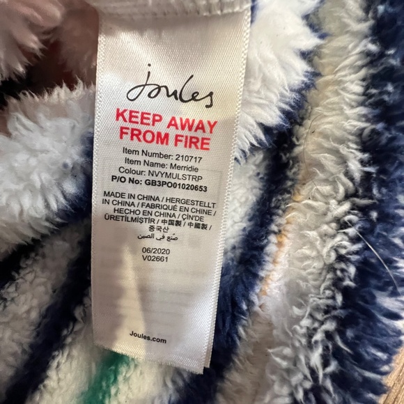 Joules Girls Fleece Quarter Zip Sweater Striped Sherpa Cozy Winter Sz 9-10 Y - Picture 4 of 13